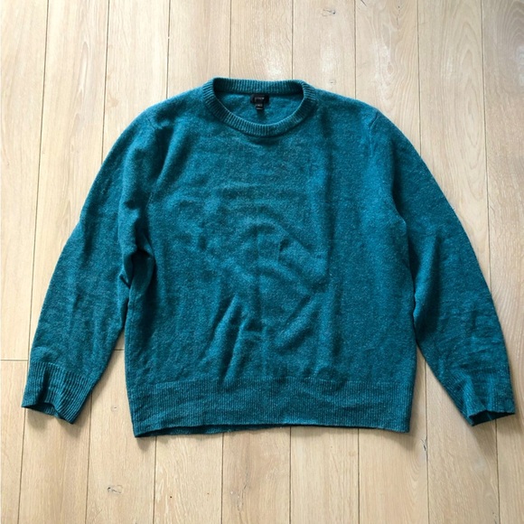 J. Crew 100% Lambswool Classic Crew Neck Sweater in Blue Green Men’s Size L - Picture 1 of 10
